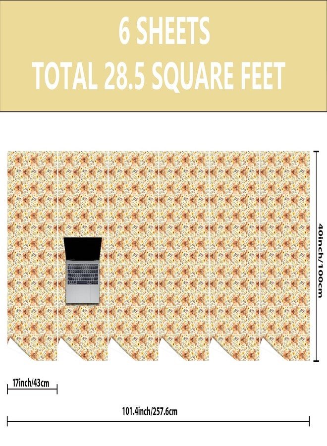 Vnaaem Highland Cow Wrapping Paper Roll - Brown Boho Flower Design Gift Wrap for Birthday Baby Shower Bridal Shower Holiday Party DIY Craft Party(Total 28.5sq.ft) - Image 5
