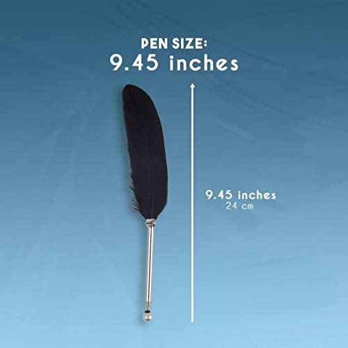 SpyShop Feather Ballpoint Pen-Black Ink Vintage Feather Quill Refined Plated Rod Quill Ballpoint Pen For School Writing ▏Wedding Gift Signature Pen (Black) - Image 3