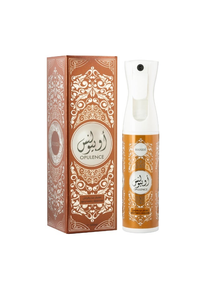 Hamidi Opulence Air & Fabric Freshener Spray 320ml – Citrus, Spices, Honey, Vanilla, Caramel & Musk Fragrance, Long-Lasting Odor Neutralizer for Home, Office, Curtains & Upholstery - Image 1