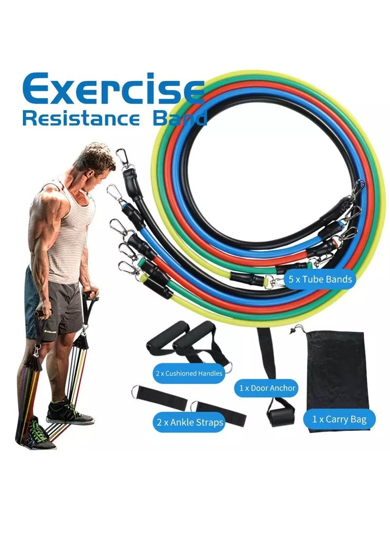 Generic Pull Rope 11pcs Fitness Exercises Resistance Bands with handle set Yoga Tubes Latex bandas elasticas fitness equipment Yoga Exercise Fitness Rubber Tubes Band Stretch Training Gyms Workout  - Image 1