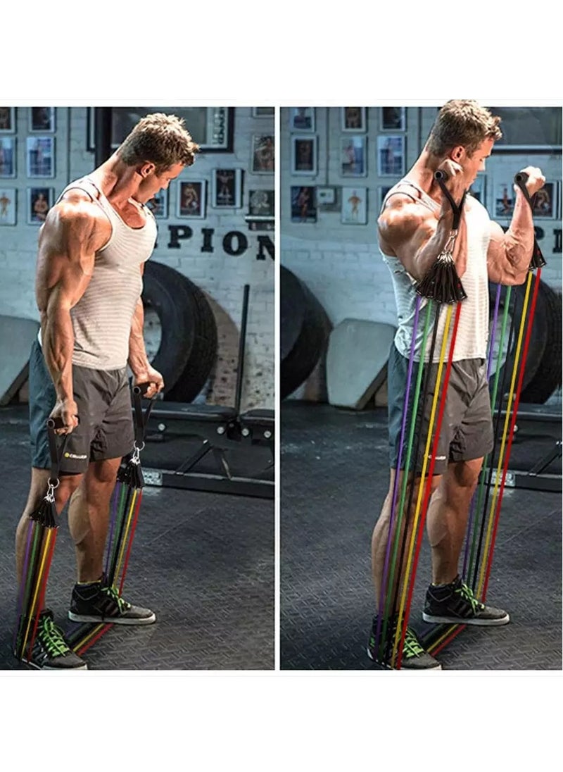 Generic Pull Rope 11pcs Fitness Exercises Resistance Bands with handle set Yoga Tubes Latex bandas elasticas fitness equipment Yoga Exercise Fitness Rubber Tubes Band Stretch Training Gyms Workout  - Image 2