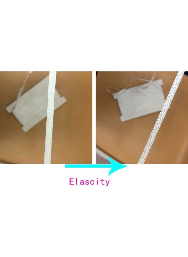 20Yard 5mm Flat Elastic White Strap Stretchy Earloop Cord Band Ear Tie Rope String for Homemade Swing Crafts Supply (White, 5mm) - Image 3