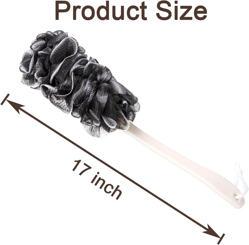 Arswin Back Scrubber for Shower,Loofah Long Handle Bath Body Brush,Soft Nylon Mesh Sponge for Shower,Loofah On a Stick for Men Women,Exfoliating Scrub Cleaning Luffa for Elderly(2-Pack,Black) - Image 4