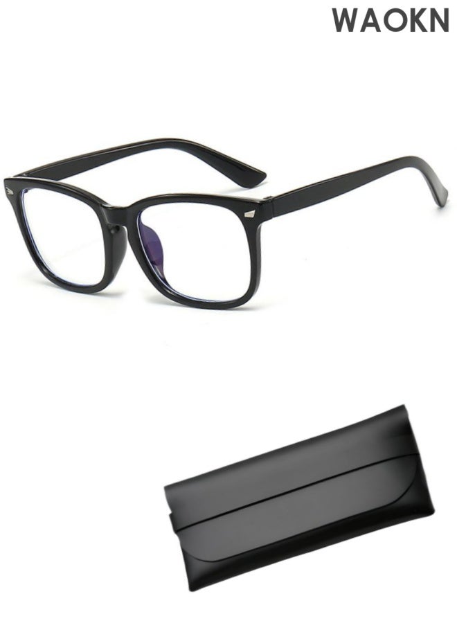 WAOKN No makeup, anti blue light glasses are available,Glasses for Men and Women, Filter Blue-light Blocking Eyeglasses ,Ultra Light Reading TV Phone Computer Fashion Gaming Eye Glasses,Black Box Transparent Lens Design，Gift glasses storage box. - Image 1