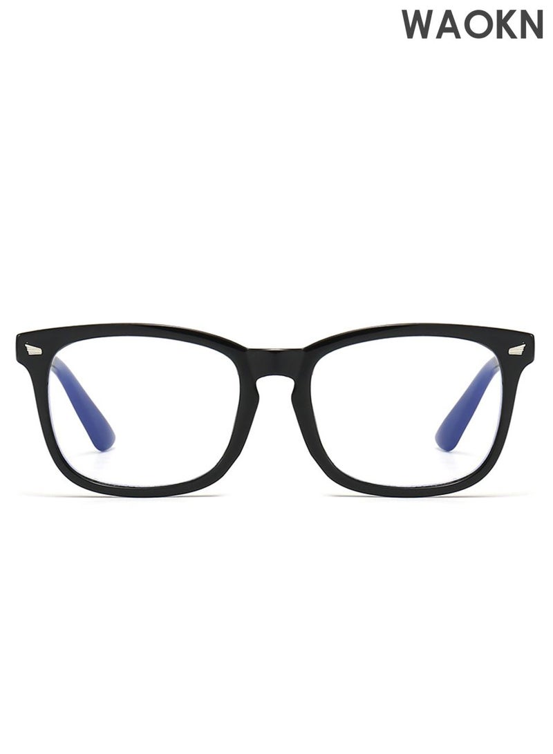 WAOKN No makeup, anti blue light glasses are available,Glasses for Men and Women, Filter Blue-light Blocking Eyeglasses ,Ultra Light Reading TV Phone Computer Fashion Gaming Eye Glasses,Black Box Transparent Lens Design，Gift glasses storage box. - Image 3