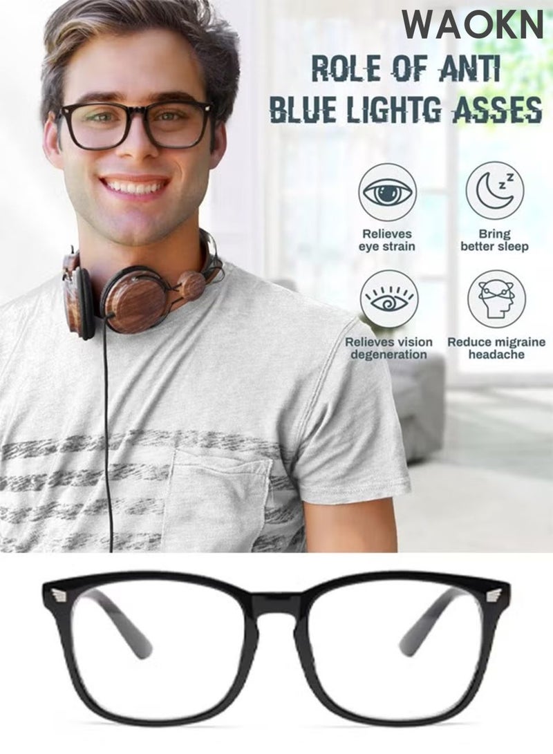 WAOKN No makeup, anti blue light glasses are available,Glasses for Men and Women, Filter Blue-light Blocking Eyeglasses ,Ultra Light Reading TV Phone Computer Fashion Gaming Eye Glasses,Black Box Transparent Lens Design，Gift glasses storage box. - Image 5