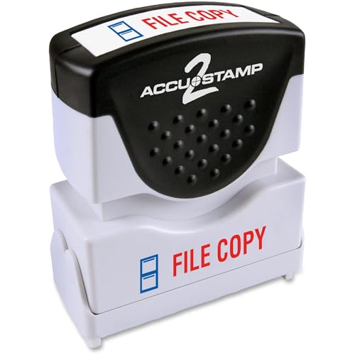 AccuStamp2 File Copy Stamp, Shutter Pre-Inked One-Color FILE COPY Stamp, 1/2" x 1 5/8" Impression, Red Ink - Image 1