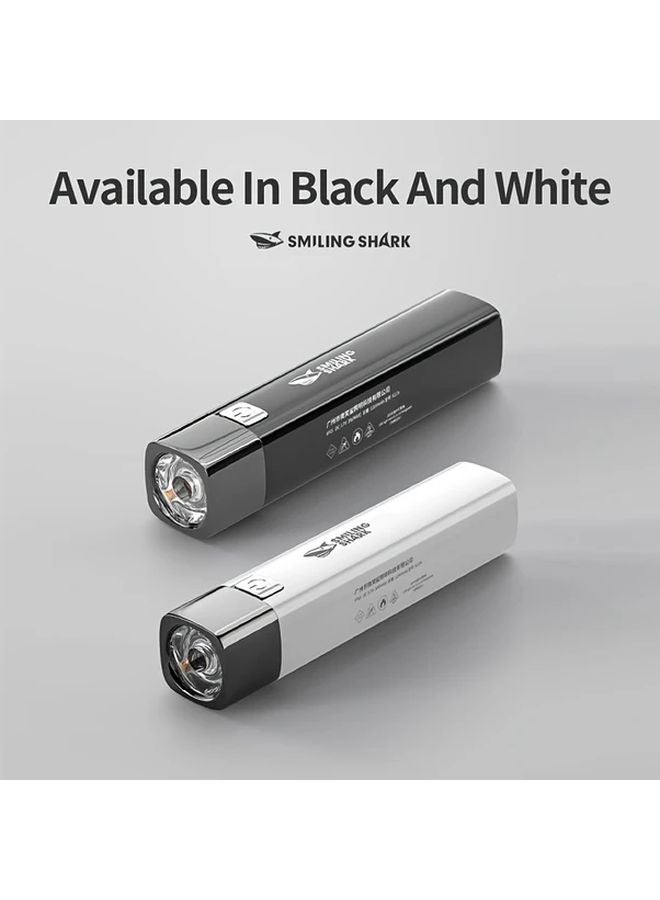 Smiling Shark 617A White Portable Rechargeable Flashlight Power Bank For Outdoor Camping - Image 5