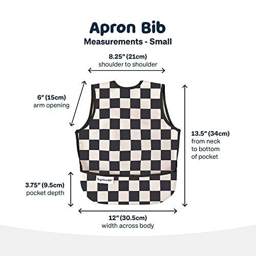 Tiny Twinkle Twinkle Short Sleeve Apron Baby & Toddler Bib – Waterproof, Mess-Proof Bibs for Eating & Feeding, Machine Washable, Perfect Holiday Gift (Black Checkers, 6–24M) - Image 5