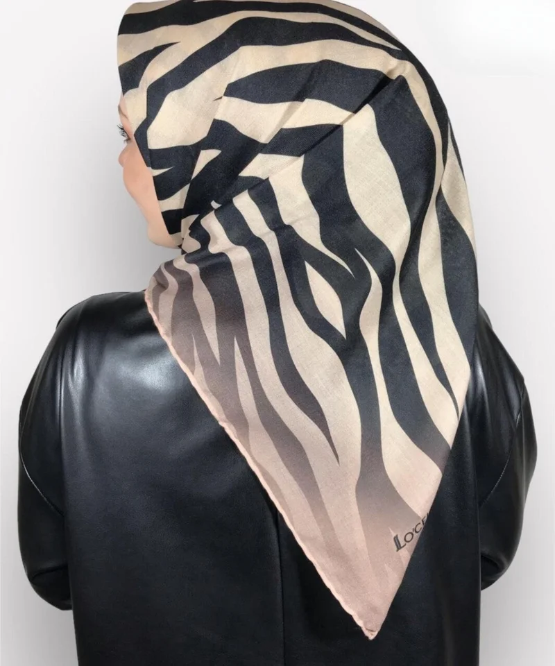 Locella Soft Cotton Black Zebra Pattern Women's Scarf