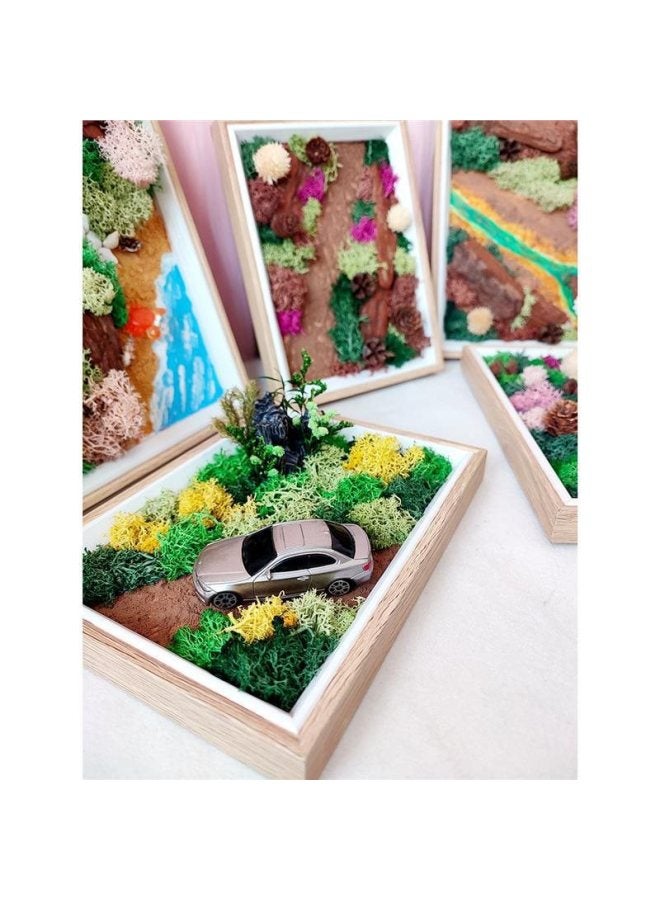 Moss Painting Diy Material Package 4S Car Enterprise Group Building Member Activity Handmade Micro Landscape Photo Frame Eternal Flower Texture Painting-Color:❈ 7inch Photo Frame Wild Canyon Complete Material Pack 7inch Photo Frame + Flower Material Pack + Tool Kit_dry ❈  - Image 2