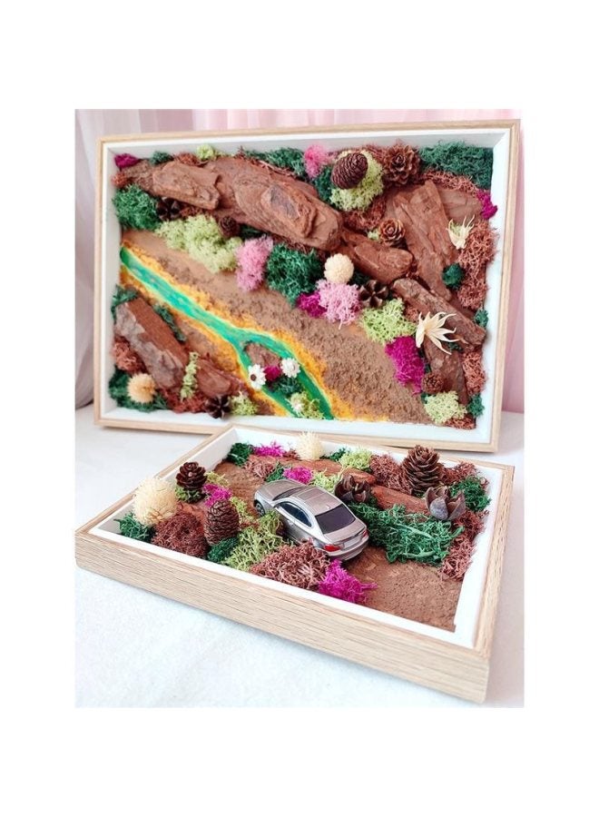 Moss Painting Diy Material Package 4S Car Enterprise Group Building Member Activity Handmade Micro Landscape Photo Frame Eternal Flower Texture Painting-Color:❈ 7inch Photo Frame Wild Canyon Complete Material Pack 7inch Photo Frame + Flower Material Pack + Tool Kit_dry ❈  - Image 4