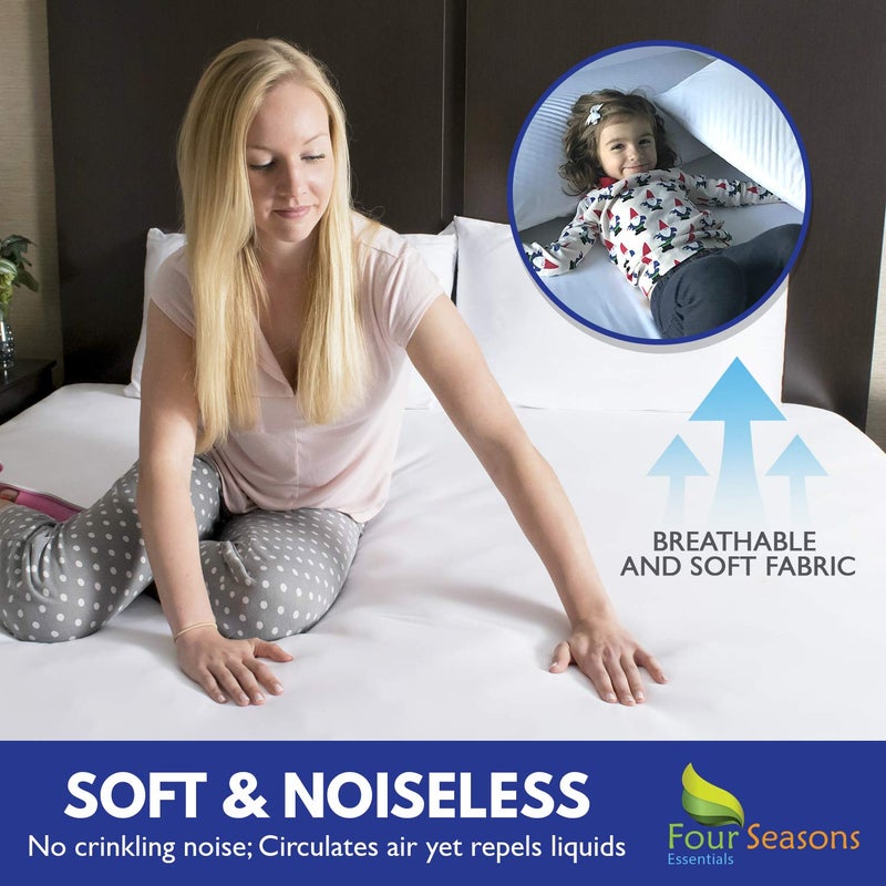 Four Seasons Essenti RV Short Queen Mattress Protector 60"" W x 75 L (8  to 11  Depth) - Waterproof Zippered Encasement Premium Quality Hypoallergenic Bed Cover Protects Against Dust - Image 5