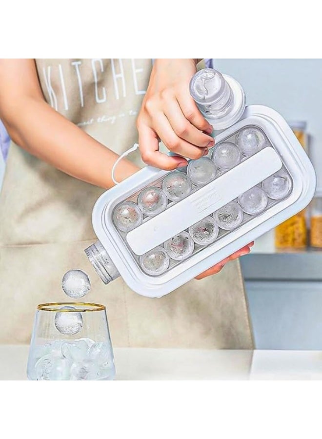 زجاجة صينية مكعبات الثلج 2 في 1 مع 17 شبكة كرات ثلج محمولة مع غطاء مانع للتسرب، كوب تجميد للمشروبات والقهوة والعصير للمطبخ والثلاجة والمشروبات (اوف وايت) - Image 5