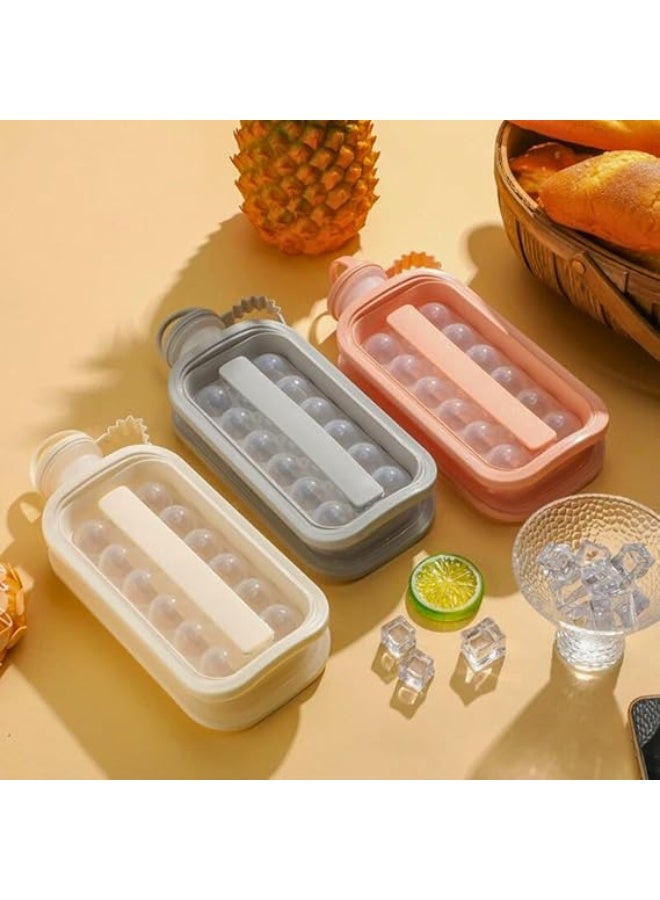 زجاجة صينية مكعبات الثلج 2 في 1 مع 17 شبكة كرات ثلج محمولة مع غطاء مانع للتسرب، كوب تجميد للمشروبات والقهوة والعصير للمطبخ والثلاجة والمشروبات (اوف وايت) - Image 4