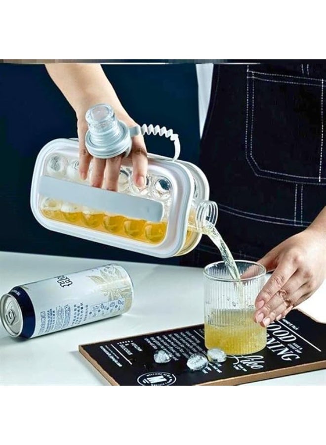 زجاجة صينية مكعبات الثلج 2 في 1 مع 17 شبكة كرات ثلج محمولة مع غطاء مانع للتسرب، كوب تجميد للمشروبات والقهوة والعصير للمطبخ والثلاجة والمشروبات (اوف وايت) - Image 3