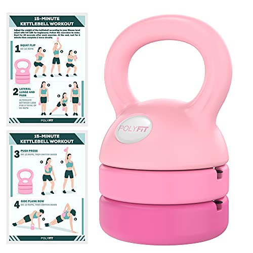 Polyfit Adjustable Kettlebell | 5 lb - 12 lb | Kettlebell Weights Set for Home Gym (PINK) - Image 1