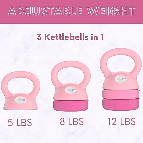 Polyfit Adjustable Kettlebell | 5 lb - 12 lb | Kettlebell Weights Set for Home Gym (PINK) - Image 2