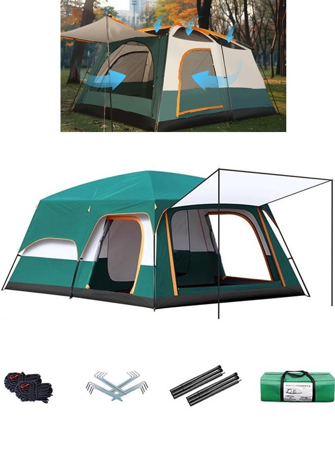 Arabest Family Camping Tent,Outdoors Two Rooms and One Living Room, 5-8 Persons Camp Portable Double-Deck Large Tent,Waterproof/Windproof Instant Tent for Hiking & Travel-Carry Bag(420cmx300cm) - Image 1