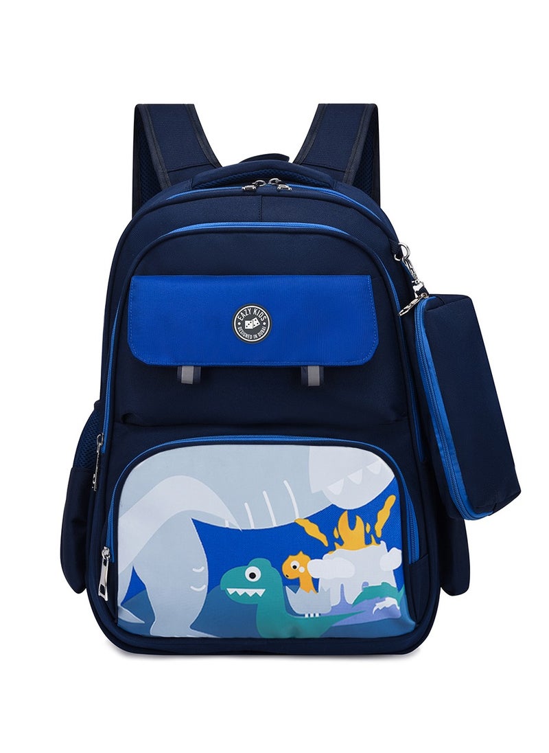 Eazy Kids - Dino School Bag With T Pencil Case-Dark Blue - Image 1