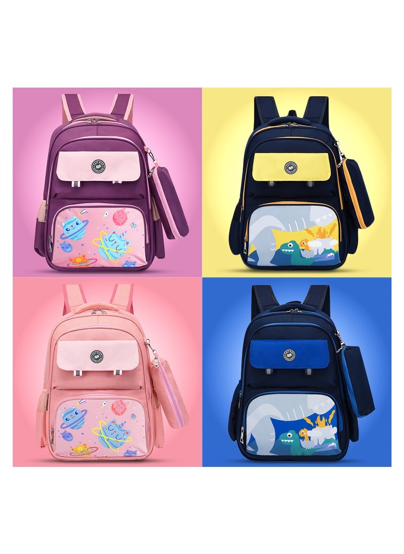 Eazy Kids - Dino School Bag With T Pencil Case-Dark Blue - Image 1