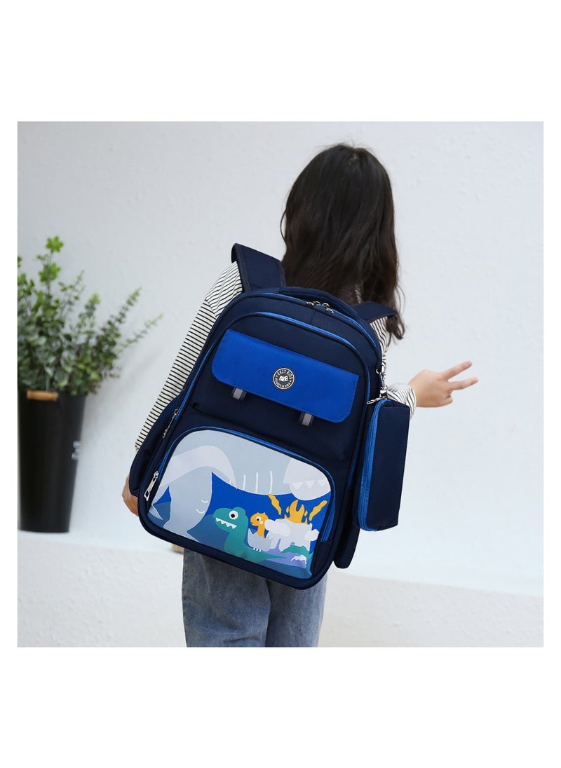 Eazy Kids - Dino School Bag With T Pencil Case-Dark Blue - Image 1