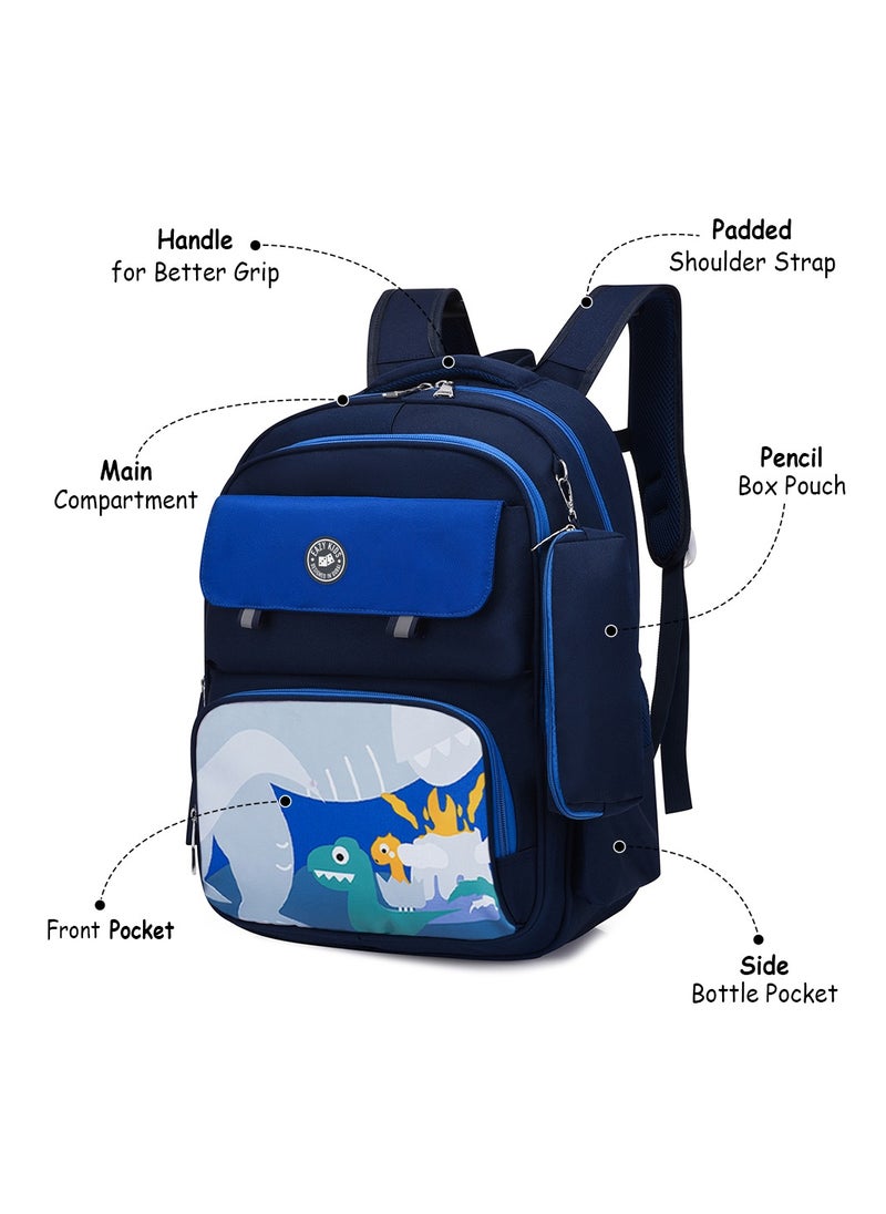 Eazy Kids - Dino School Bag With T Pencil Case-Dark Blue - Image 1