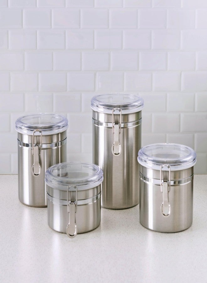 Home Basics 4 Piece Stainless Steel Canister Set,Silver - Image 3
