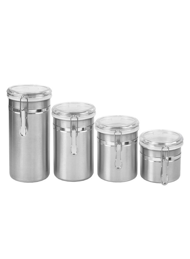 Home Basics 4 Piece Stainless Steel Canister Set,Silver - Image 1