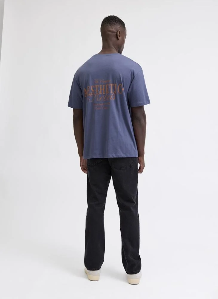 JJ Rebel Text Print Regular Fit Crew Neck T-Shirt