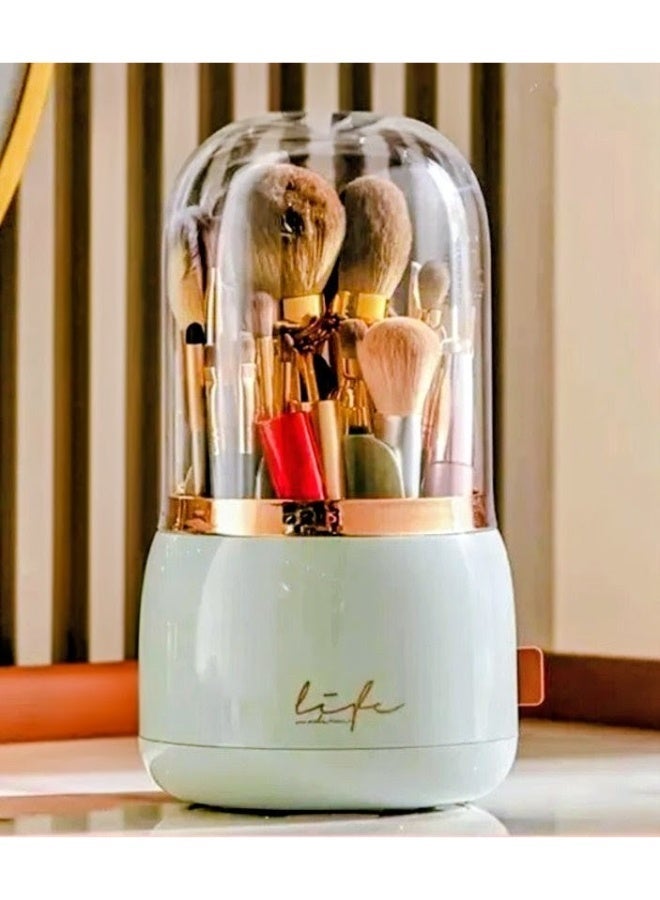 360° Rotating Makeup Brush Organizer with Lid - Image 4