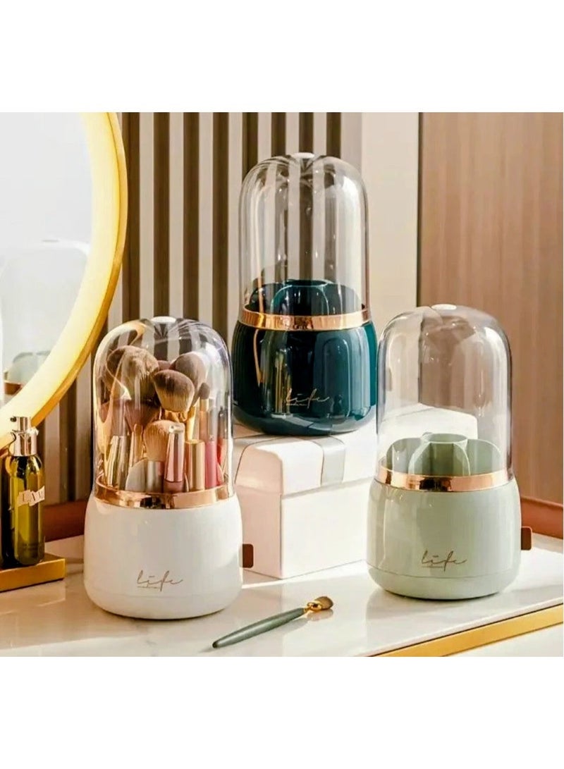 360° Rotating Makeup Brush Organizer with Lid - Image 3