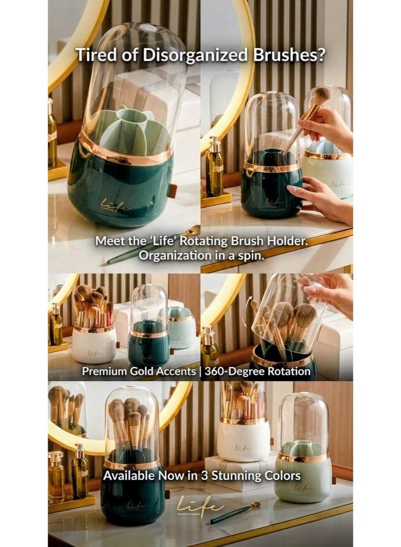 360° Rotating Makeup Brush Organizer with Lid - Image 5