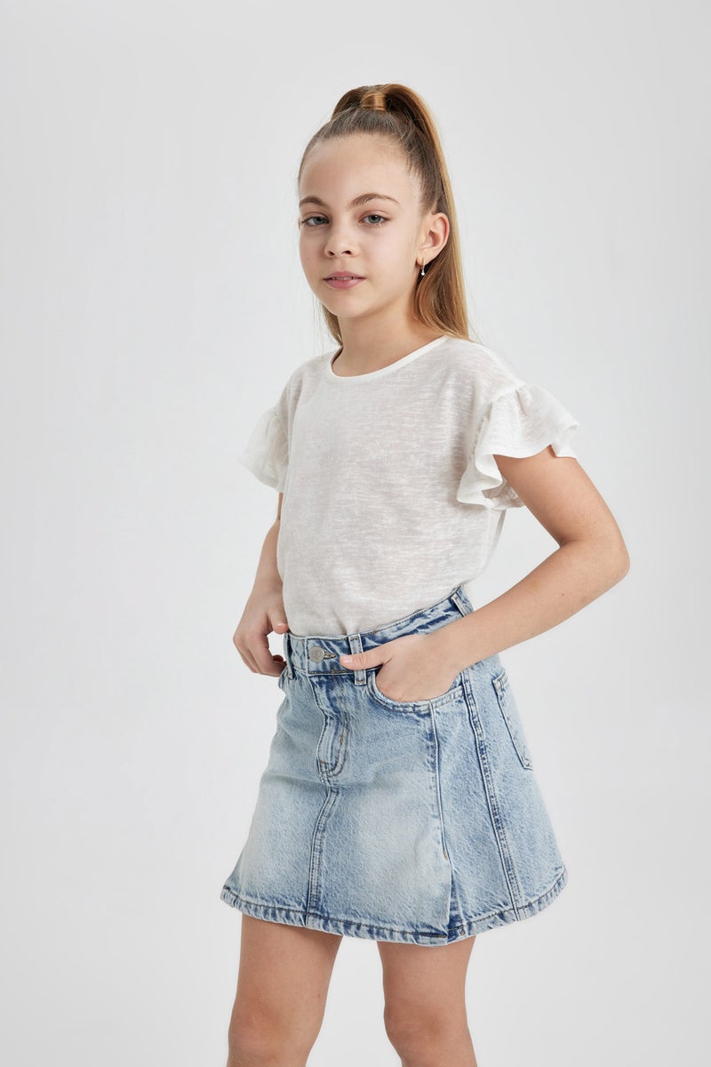 ديفاكتو تيشيرت بناتي مطبوع قصة عادية - Image 1