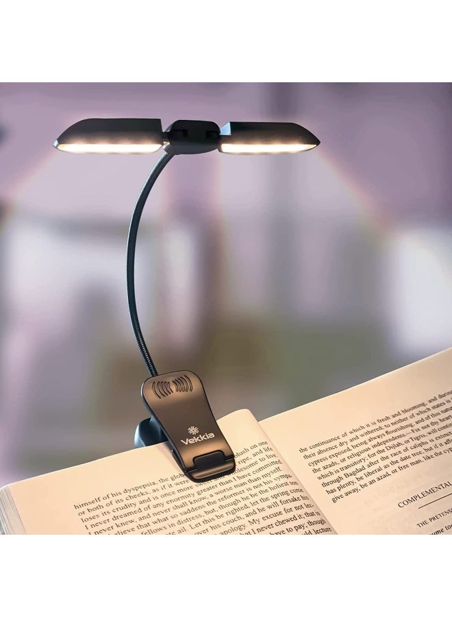 Vekkia 14 LED Rechargeable Book-Lights for Reading at Night in Bed Warm White Reading Light with Clamp 180 Adjustable Mini Clip on Light Lightweight Eye Care Book Lamp Perfect for Bookworms  Kids  - Image 1