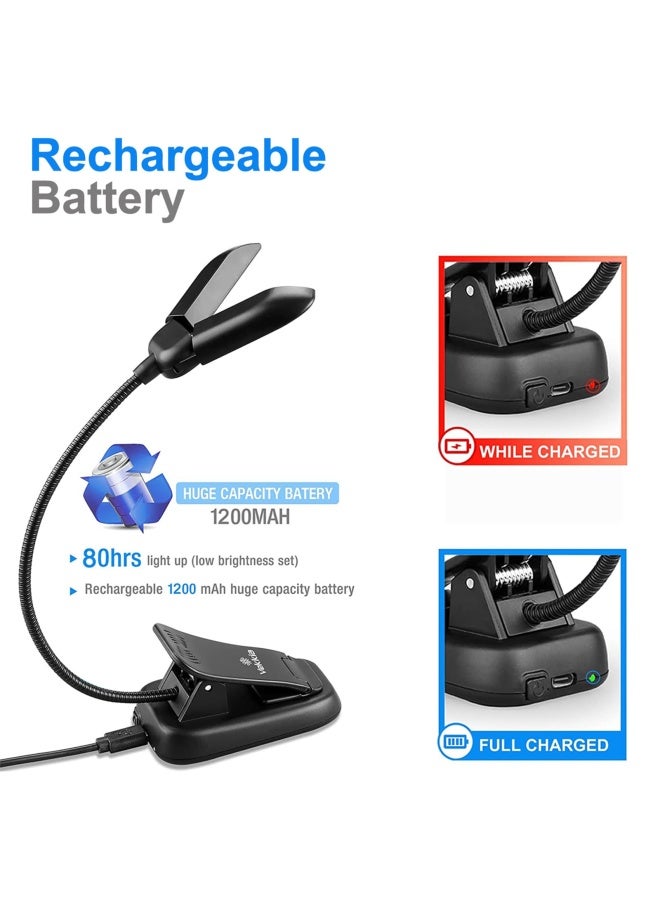 Vekkia 14 LED Rechargeable Book-Lights for Reading at Night in Bed Warm White Reading Light with Clamp 180 Adjustable Mini Clip on Light Lightweight Eye Care Book Lamp Perfect for Bookworms  Kids  - Image 5