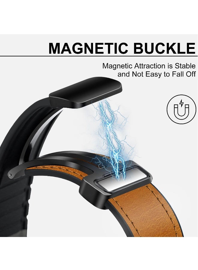 Genuine Leather Magnetic Buckle Watch Band for Apple Watch Ultra/Series 49mm, 45mm, 44mm, 42mm, Classic Brown Strap - Image 4