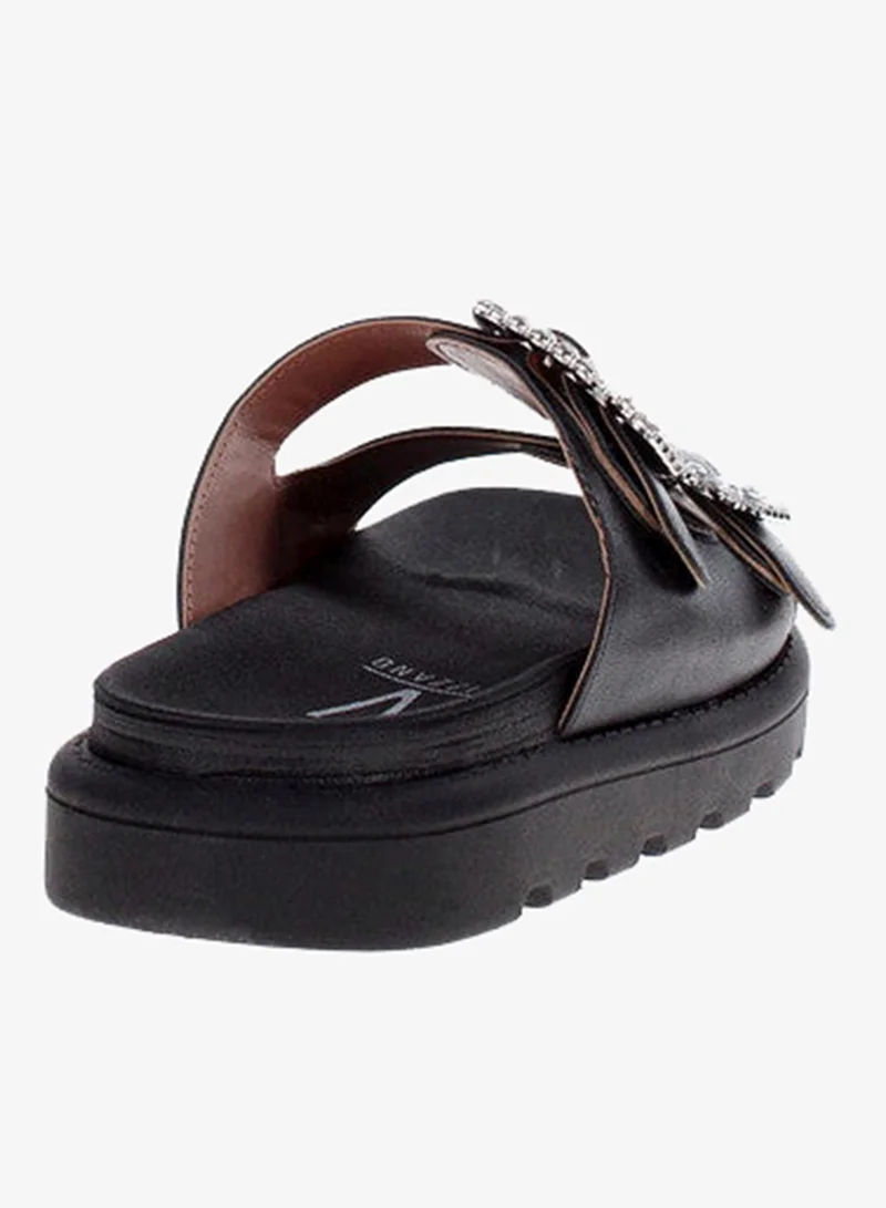 VIZZANO Black Flat Sandals for Women – Stylish Ladies Flat Sandals & Comfortable Flat Slippers for Women | Best Price UAE