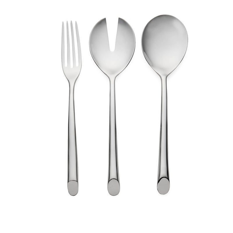 Nambe Frond 3Piece Hostess Set  1810 Stainless Steel Flatware Serving Fork and Spoon Set  Serving Utensils for Buffet Catering Party Hotel or Restaurant Use  Dishwasher Safe