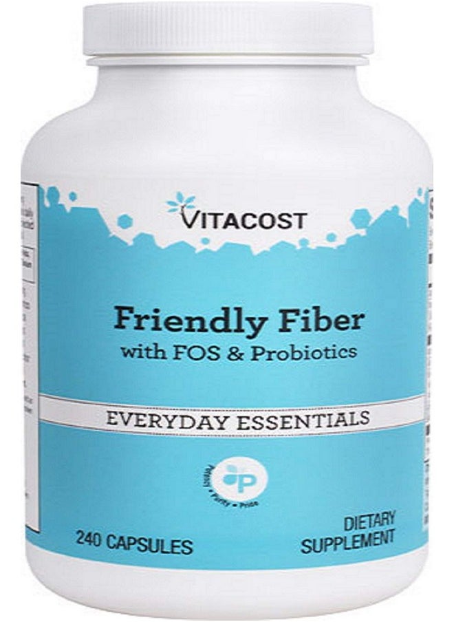 Vitacost Brand Vitacost Friendly Fiber With Fos & Probiotics 240 Capsules  - Image 2