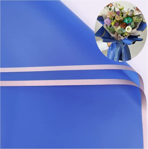 XICHEN 20 Sheets Pure color Waterproof gold edge Flower Wrapping PaperFlorist Bouquet SuppliesDIY CraftsGift Packaging or Gift Box Packaging 228x228InchBlue gem
