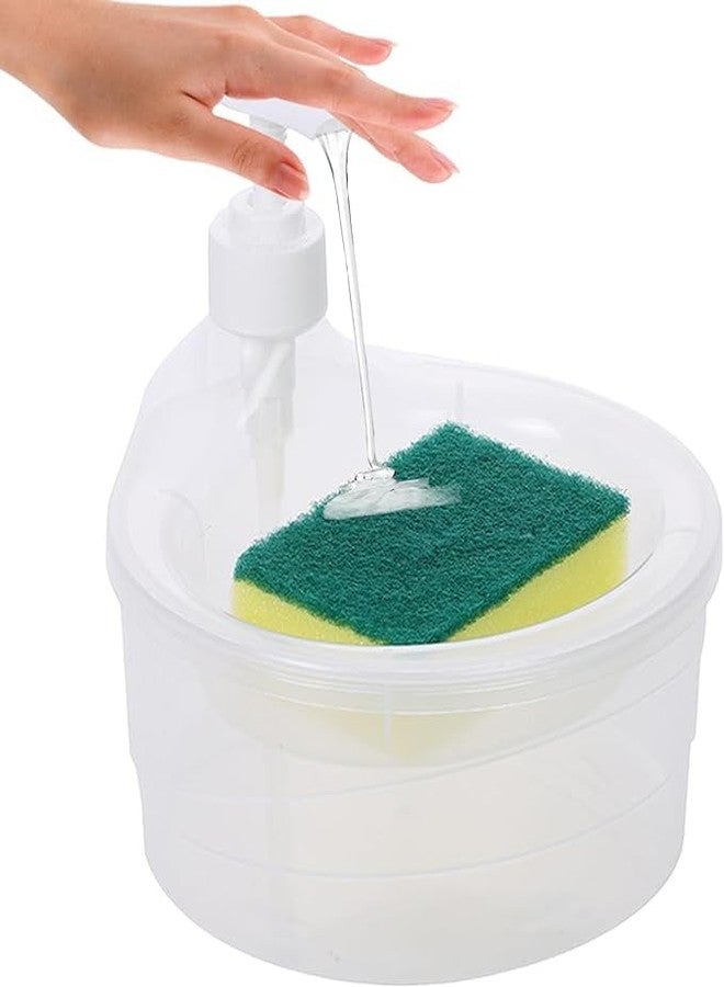 Episkey Dish Soap Dispenser with Sponge Holder Soap Dispenser for Kitchen 2 in 1 1000ml Transparent PE Dish Dispenser for Kitchen Restaurant (Dish_WASH_DBA) - Image 3