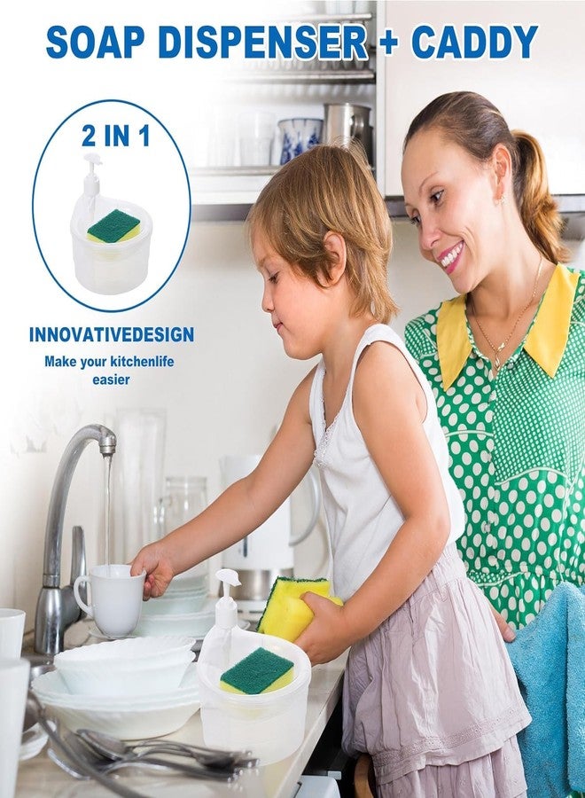 Episkey Dish Soap Dispenser with Sponge Holder Soap Dispenser for Kitchen 2 in 1 1000ml Transparent PE Dish Dispenser for Kitchen Restaurant (Dish_WASH_DBA) - Image 2