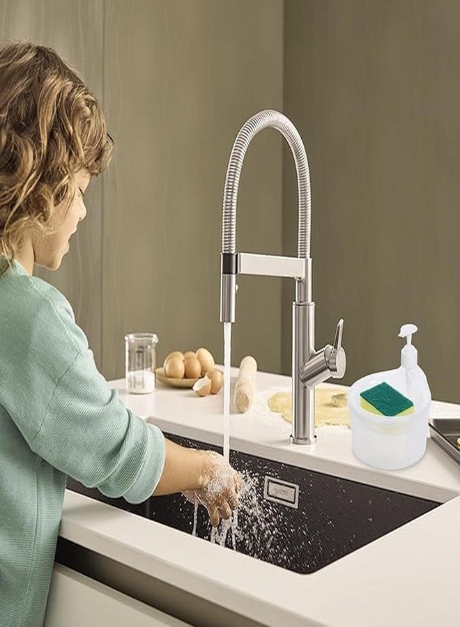 Episkey Dish Soap Dispenser with Sponge Holder Soap Dispenser for Kitchen 2 in 1 1000ml Transparent PE Dish Dispenser for Kitchen Restaurant (Dish_WASH_DBA) - Image 5