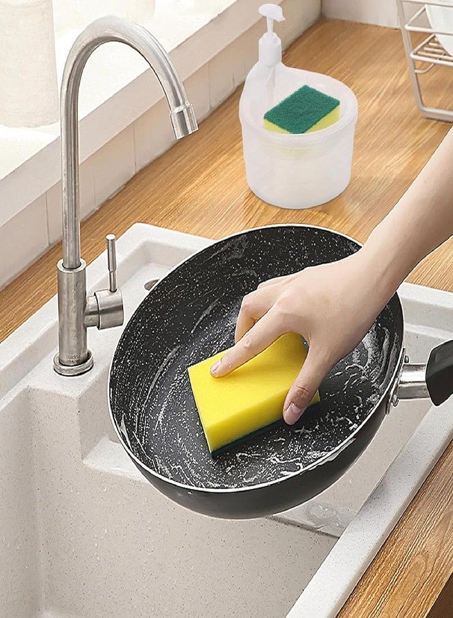 Episkey Dish Soap Dispenser with Sponge Holder Soap Dispenser for Kitchen 2 in 1 1000ml Transparent PE Dish Dispenser for Kitchen Restaurant (Dish_WASH_DBA) - Image 4