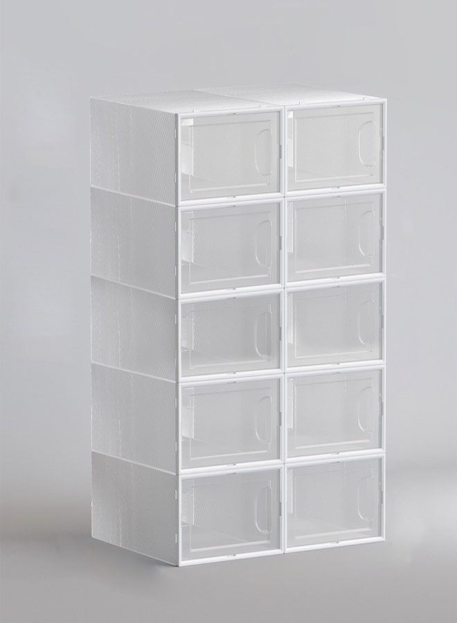 C&C Home 10-Pieces Household Stackable New Design Modular Shoe Storage Rack Transparent Lightweight Shoe Cabinet for Home Office 33.5x45x70 cm - Image 1