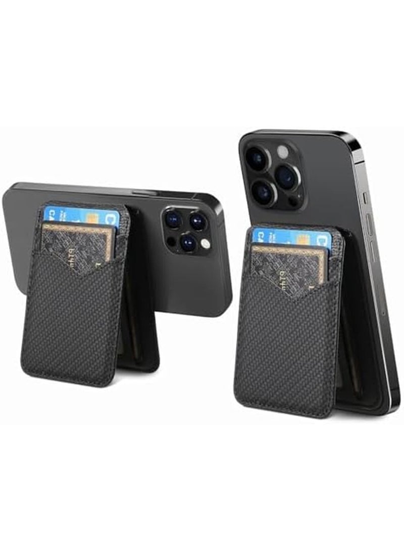 SYOSI Magnetic Wallet Card Holder Compatible with MagSafe for iPhone 16 Pro Max/16 Plus/16 Pro/16, 15 Pro Max/15 Plus/15 Pro/15, 14 Pro Max/14 Plus/14 Pro/14, 13 Pro Max/13 Pro/13 Mini/13, Black - Image 1