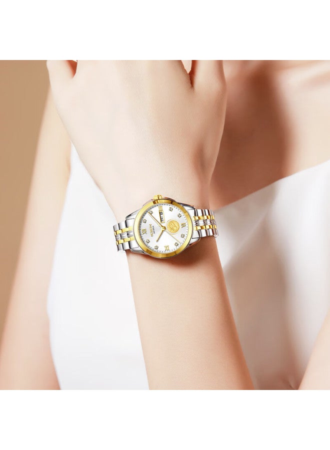 Rosdn (rosdn) Golden Phoenix Nafu 999 Gold Coin Automatic Mechanical Women's Watch, Gift For Wife's Birthday - Image 1