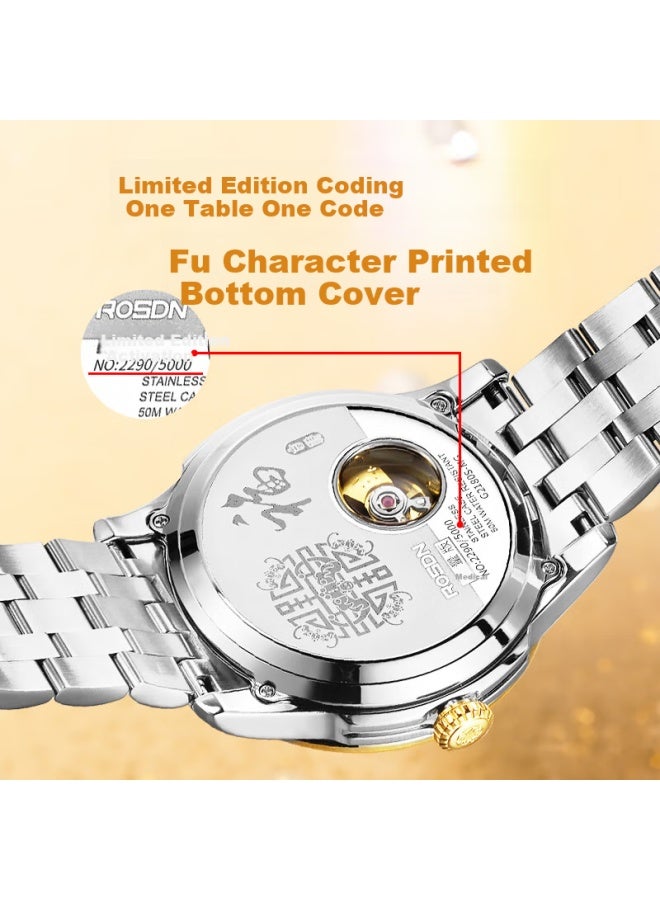 Rosdn (rosdn) Golden Phoenix Nafu 999 Gold Coin Automatic Mechanical Women's Watch, Gift For Wife's Birthday - Image 5
