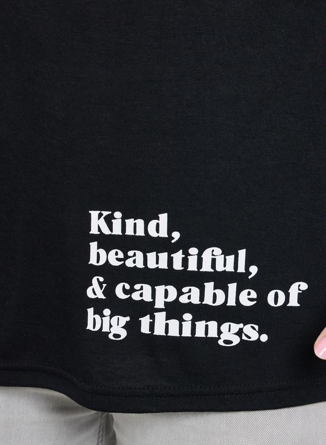 Styli Women Black Slogan Print Long Sleeve T-Shirt - Image 3